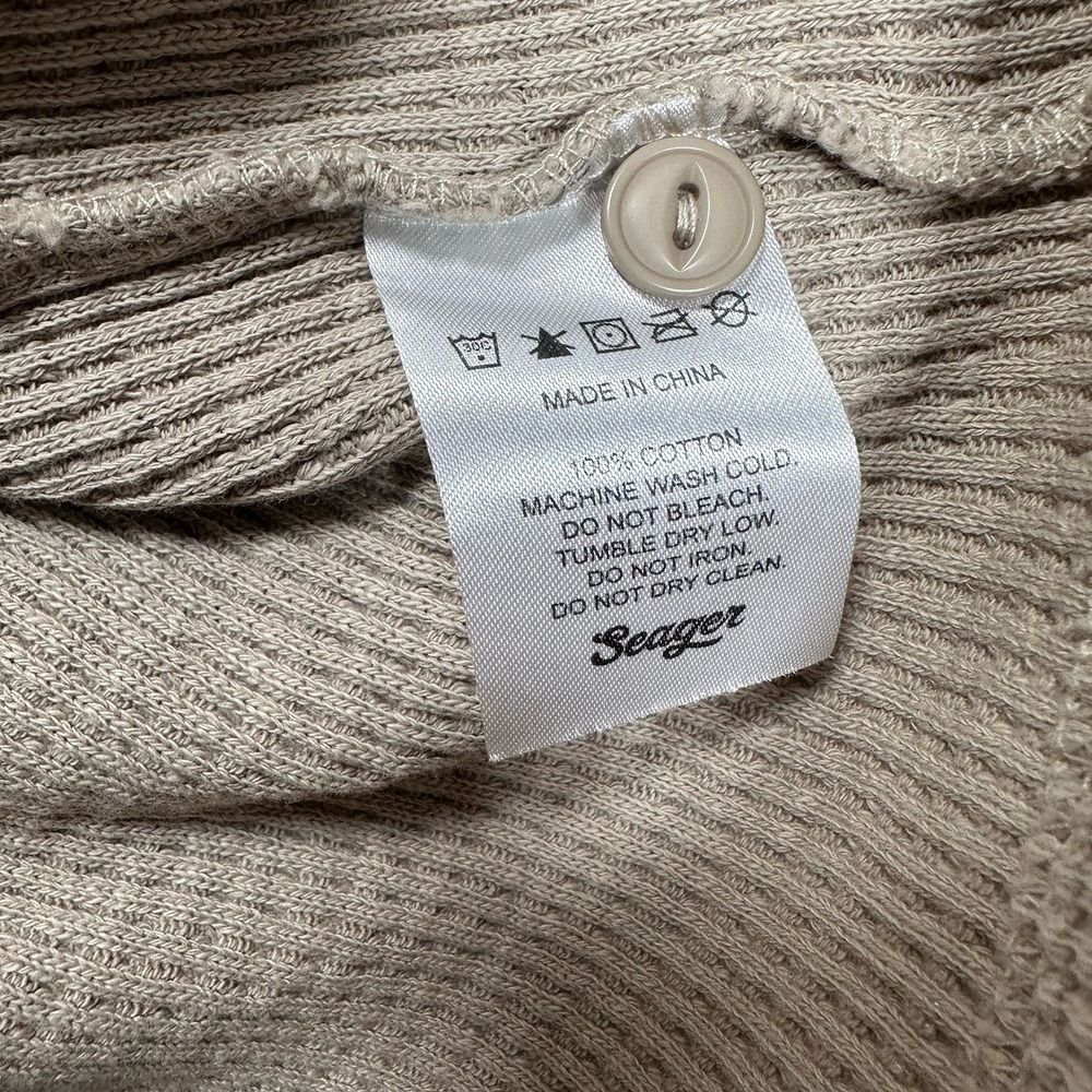 Seager Sawpit Henley Shirt Mens XL Brown Waffle Knit Long Sleeve Thermal - Picture 9 of 9